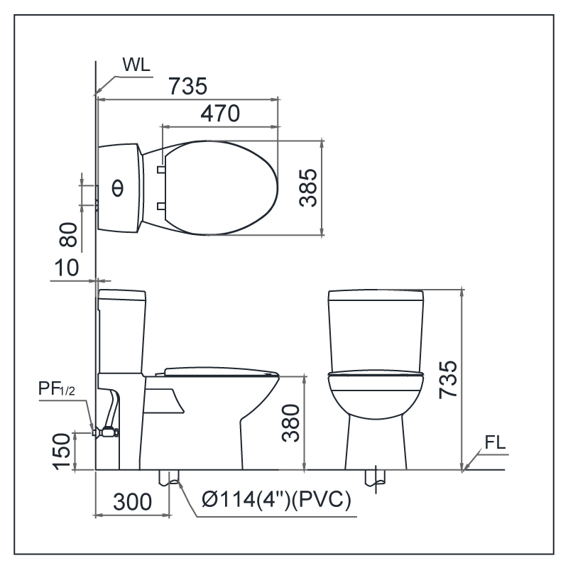 BỒN CẦU HAI KHỐI CAESAR CD1340