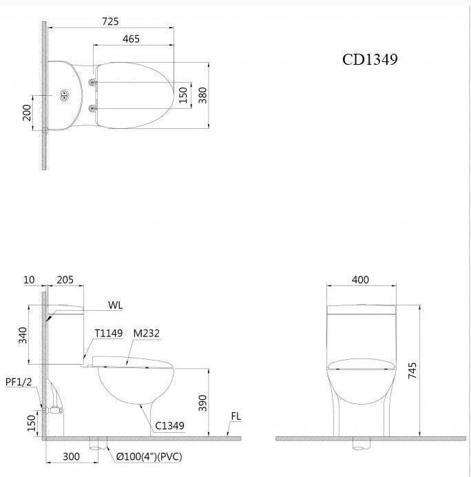 BỒN CẦU HAI KHỐI CAESAR CD1349