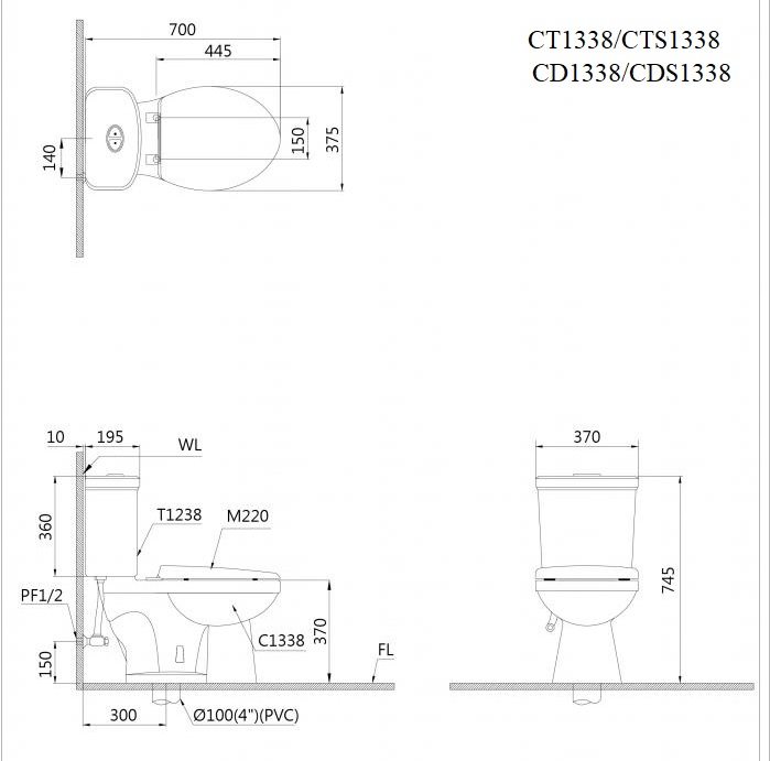 BỒN CẦU HAI KHỐI CAESAR CT1338 (CTS1338)