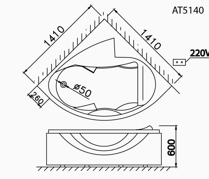 BỒN TẮM GÓC CHÂN YẾM CAESAR AT5140