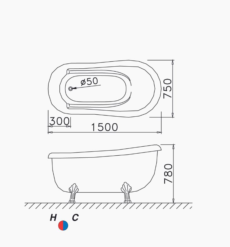 BỒN TẮM NGỒI CAESAR KT1150