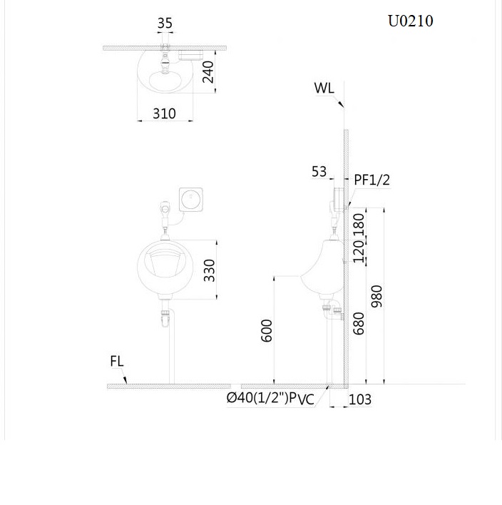 BỒN TIỂU TREO CAESAR U0210