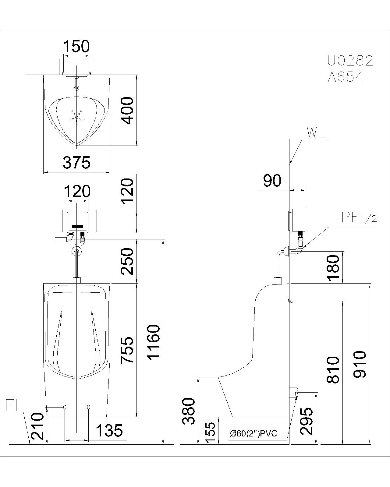 BỒN TIỂU TREO CAESAR U0282