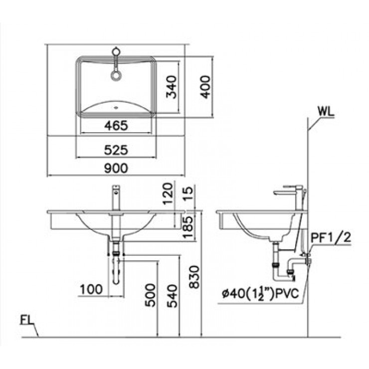 CHẬU RỬA LAVABO ÂM CAESAR L5125