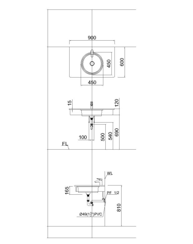 CHẬU RỬA LAVABO ÂM CAESAR LF5118