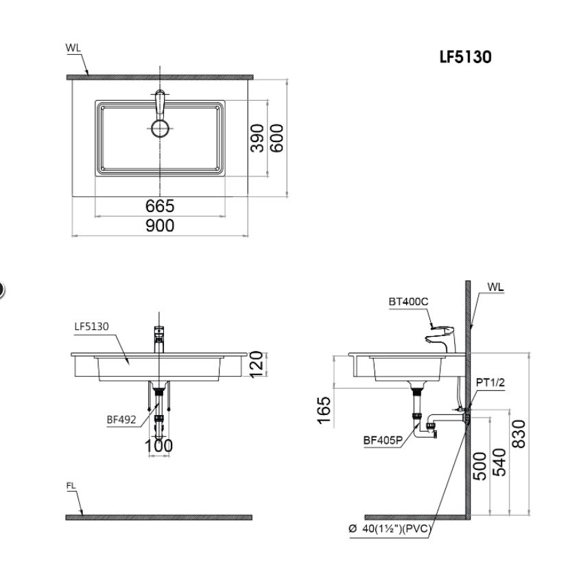 CHẬU RỬA LAVABO ÂM CAESAR LF5130