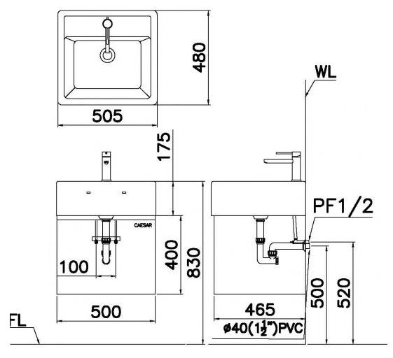 CHẬU RỬA LAVABO NỔI CAESAR LF5236