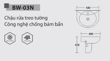 CHẬU RỬA LAVABO TREO ATTAX BW-03N