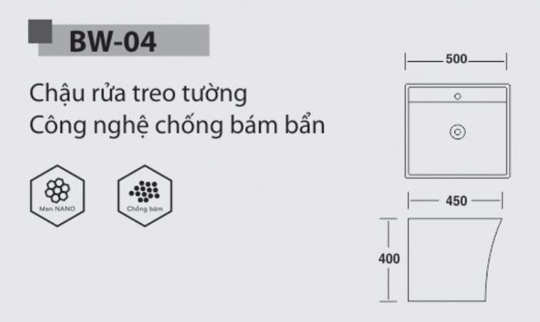 CHẬU RỬA LAVABO TREO ATTAX BW-04