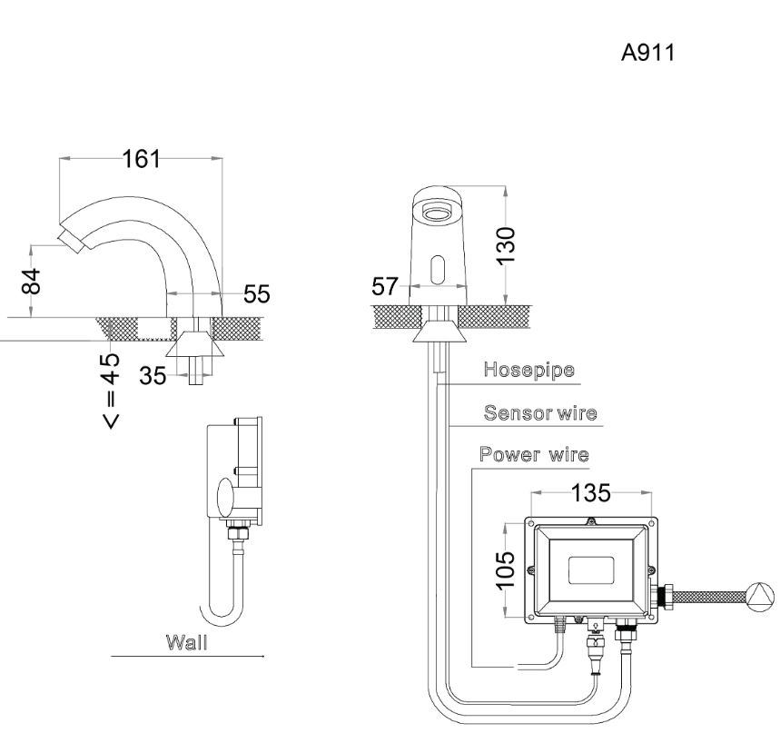 VÒI LAVABO CẢM ỨNG CAESAR A911