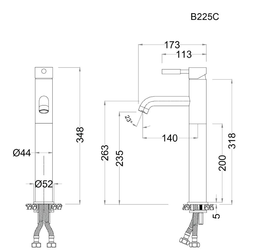 VÒI LAVABO NÓNG LẠNH CAO CAESAR B225CU