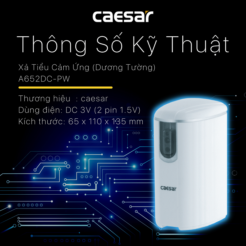 XẢ TIỂU CẢM ỨNG CAESAR A652DC-PW