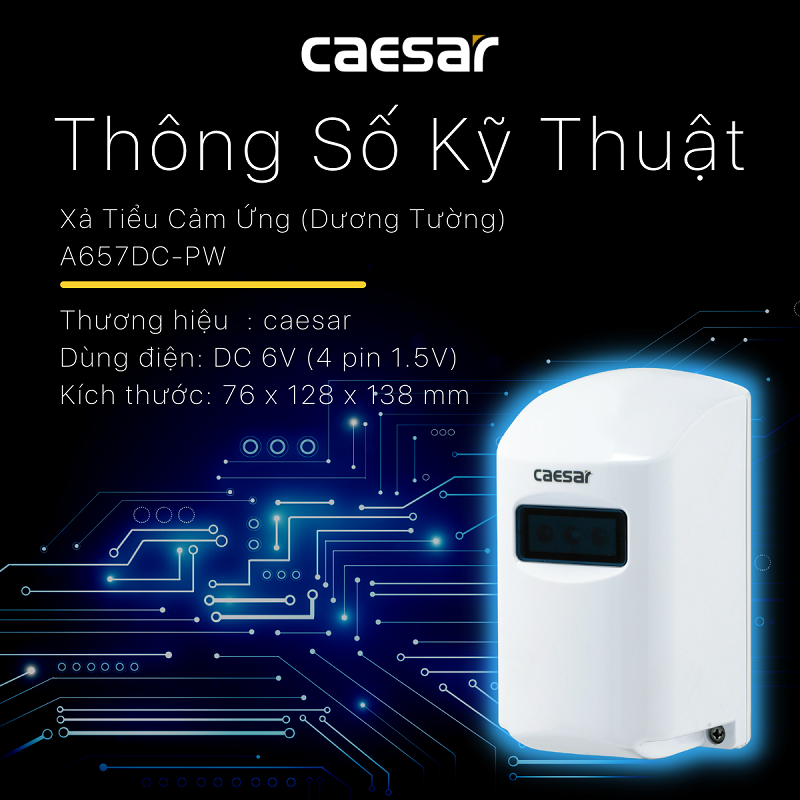 XẢ TIỂU CẢM ỨNG CAESAR A657DC-PW