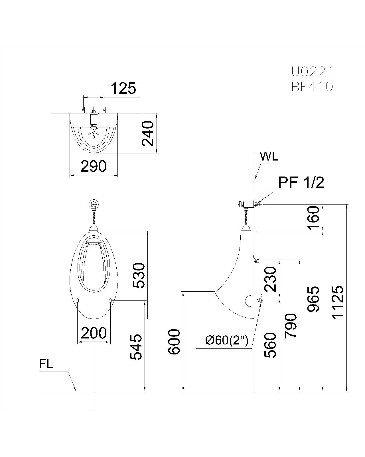 XẢ TIỂU NHẤN TAY CAESAR BF410