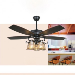 QUẠT ĐÈN TRANG TRÍ CÁNH GỖ ĐQ-6113